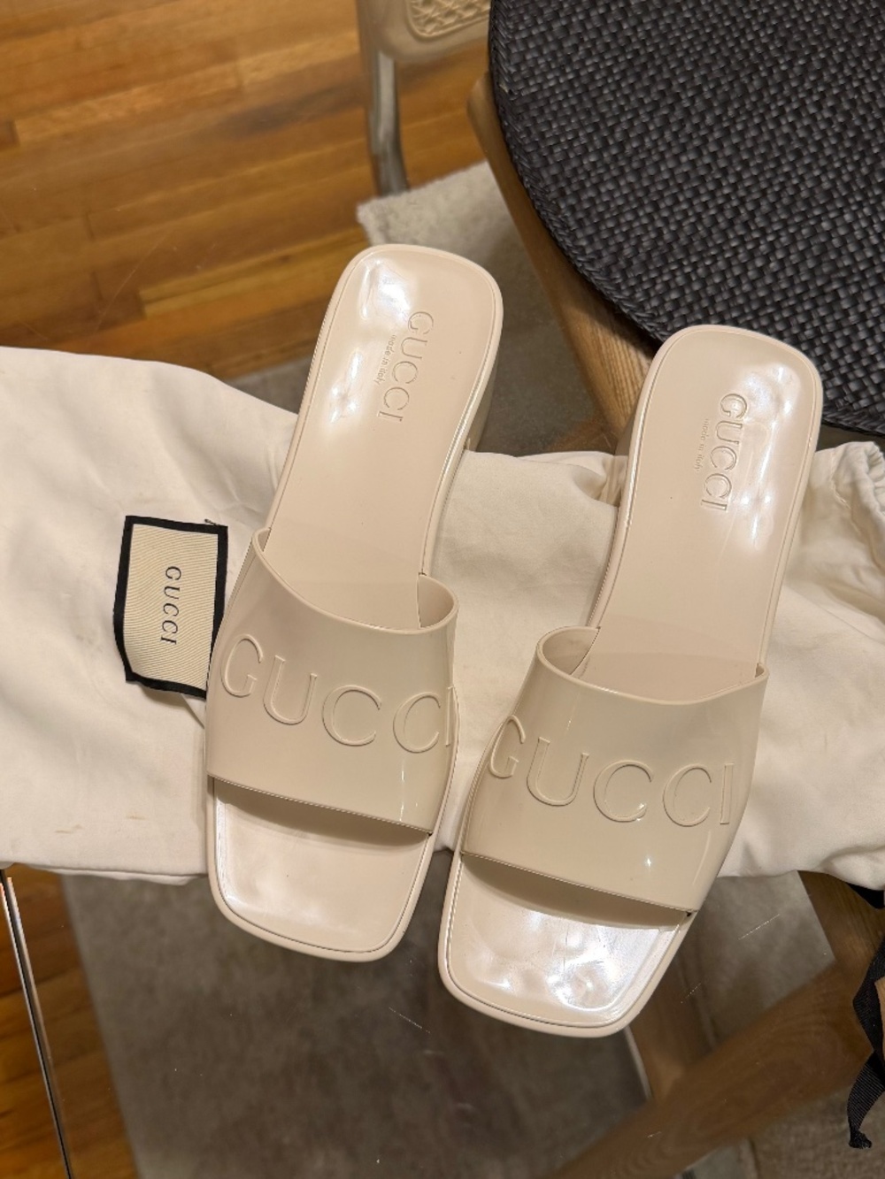 Gucci Rubber Logo Sandals